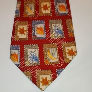 Tommy Bahama silk tie red postage stamps
